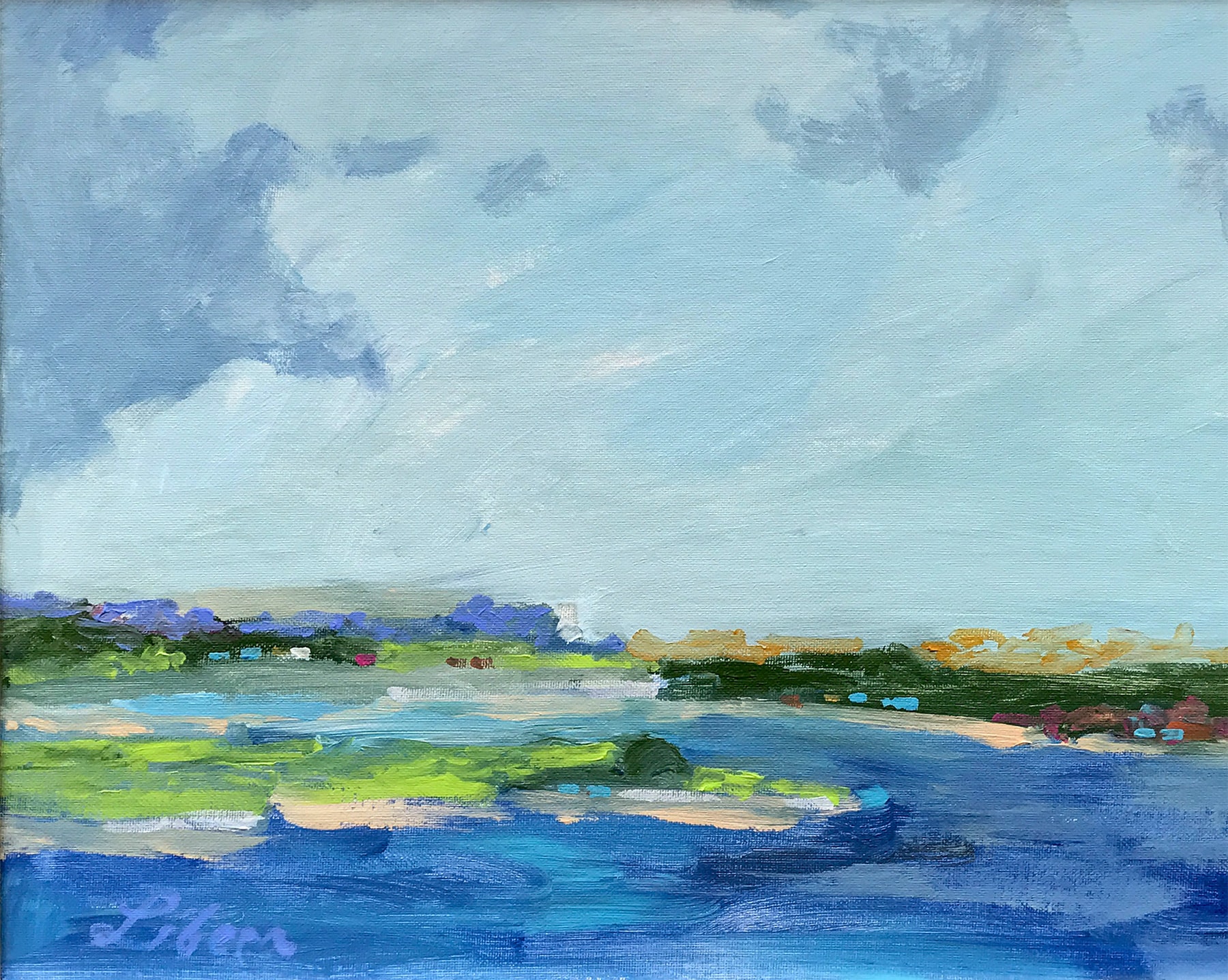 contemporary painting lakeside