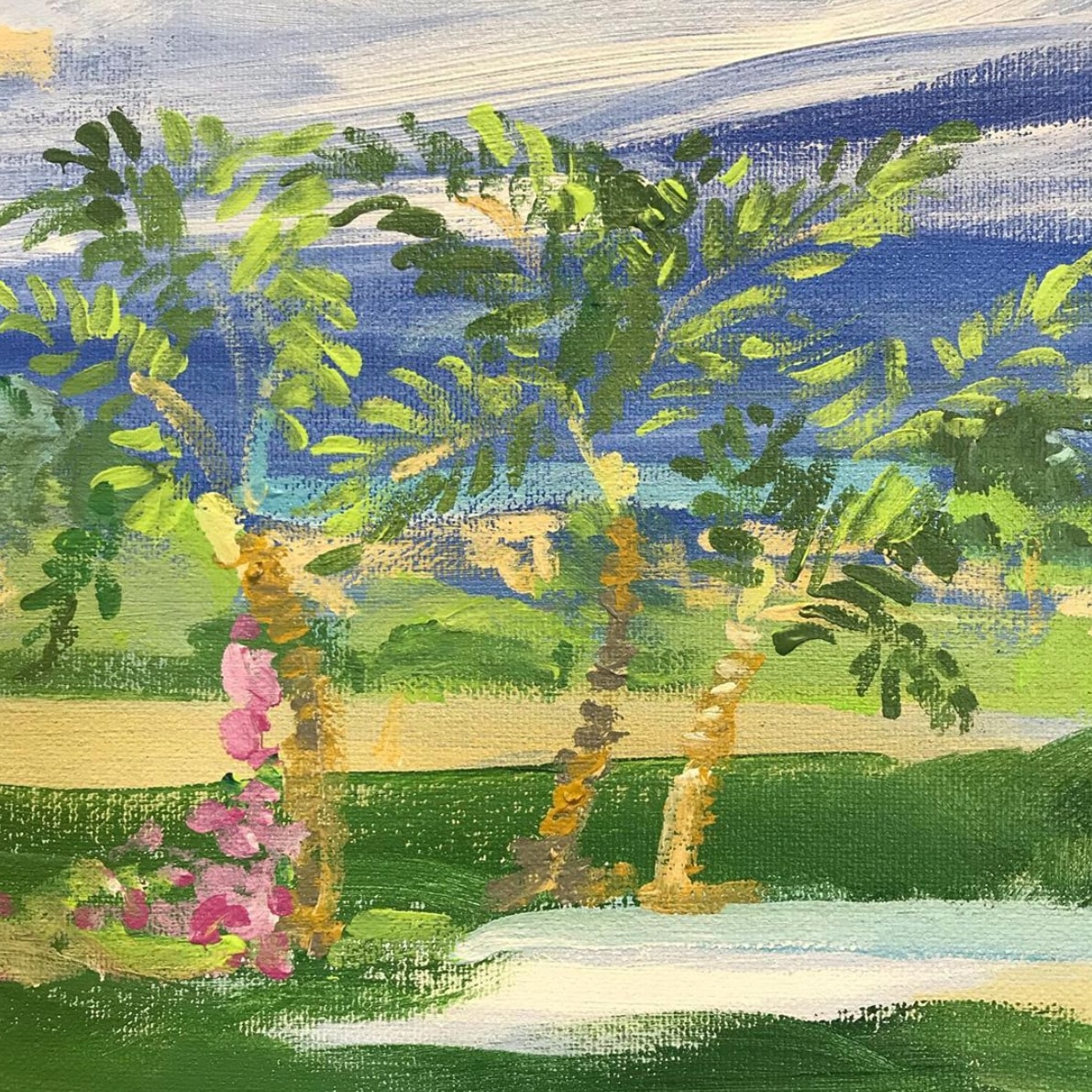 palm tree painting closeup