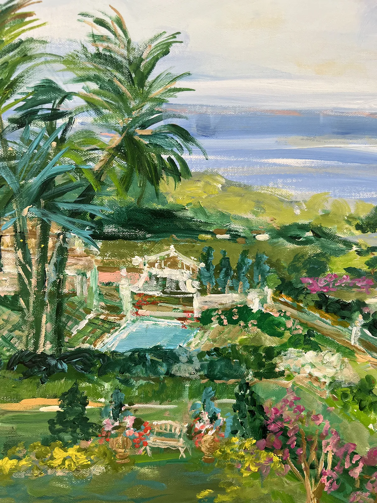 artist hand and brush painting palm beach